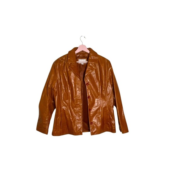 Wilsons Leather Maxima Jacket Womens XL Brown Genuine Leather Button Up Blazer - Picture 1 of 6
